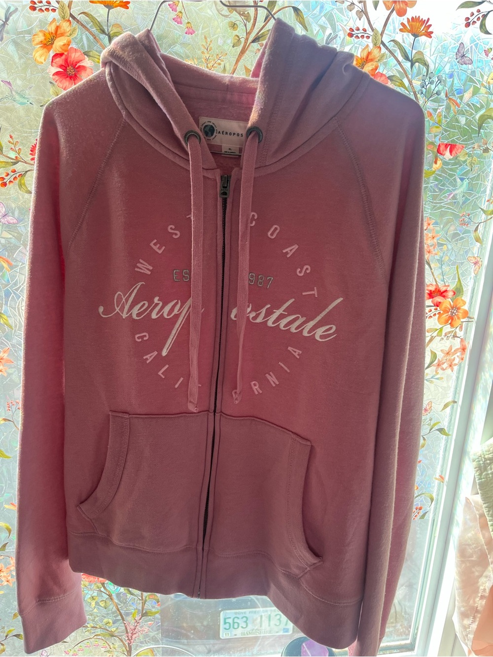 Aeropostale Dusty Pink Full-Zip Hoodie with Logo